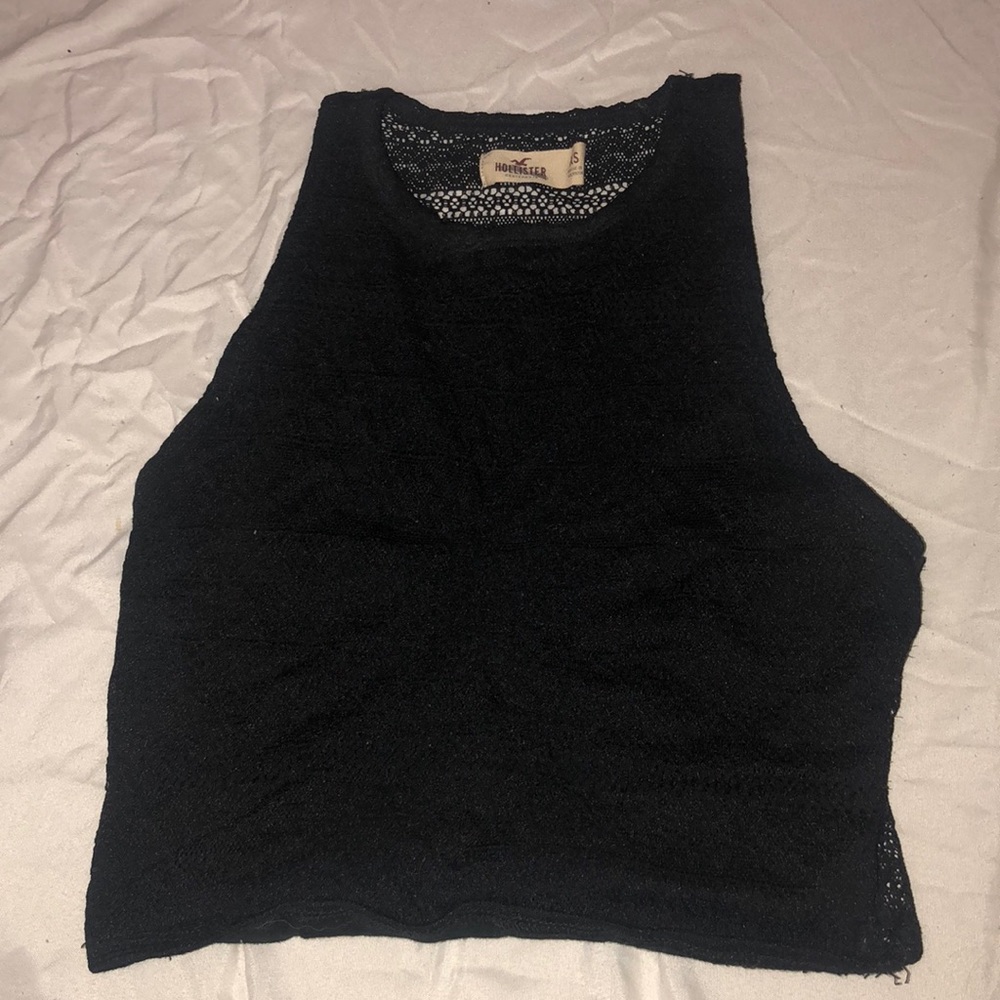 A black lace crop top